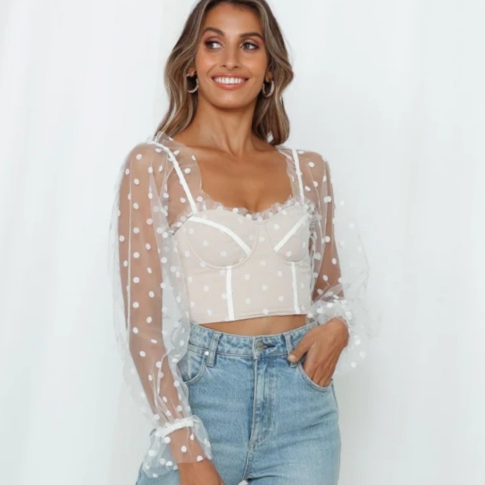 Runway the Label RNWY Womens Small "Chloe" Polkadot Corset Crop Top #196